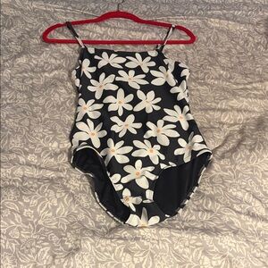 Floral Black and White Swimsuit